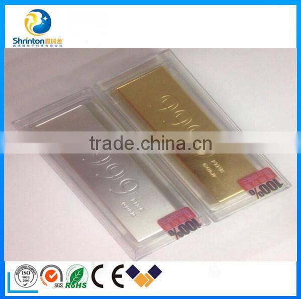 factory directly offer gold bar portable power bank 10000mah with smart shape