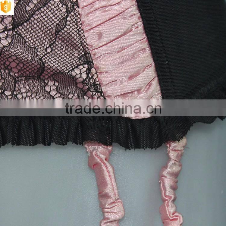 Wholesale women Shapewear, black lace pink bow sexy corset