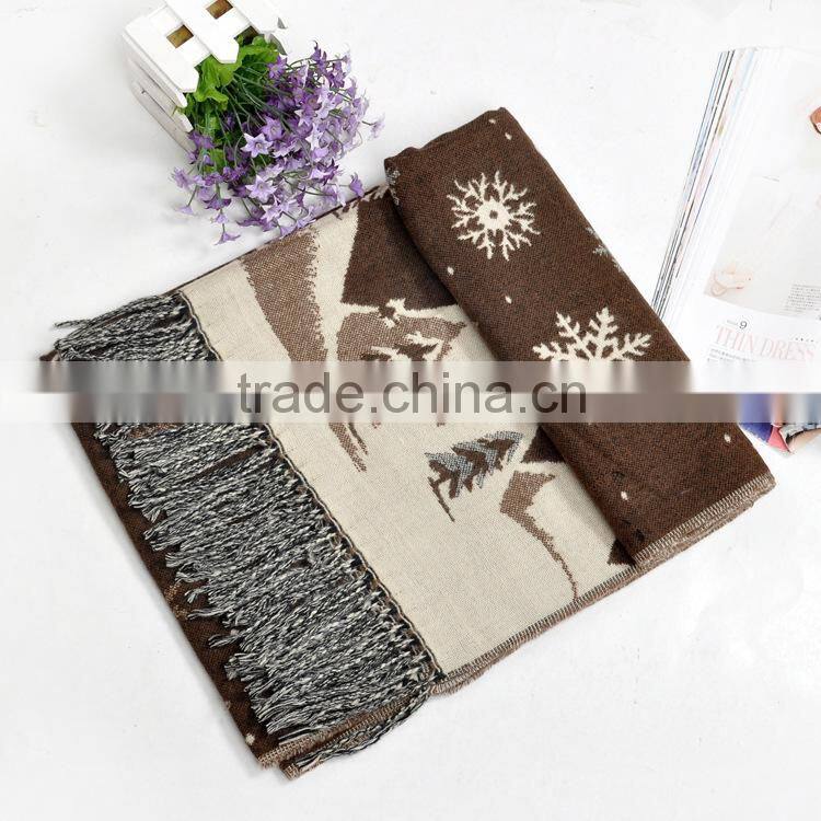 Best Selling FashionJacquard Snow Pattern Women Winter Wool Scarf