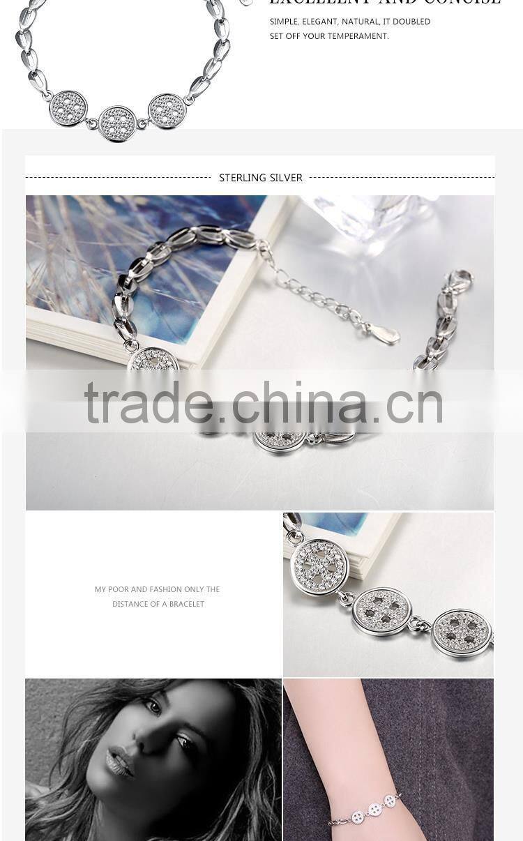 2016 latest design fancy chain bracelet made from pure silver for ladies