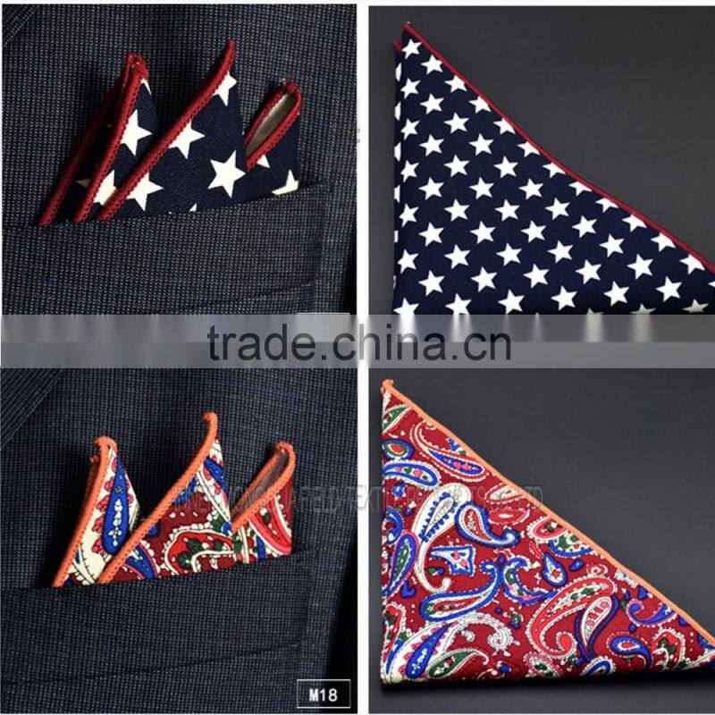 100% Cotton Handkerchiefs Woven Floral Pocket Square