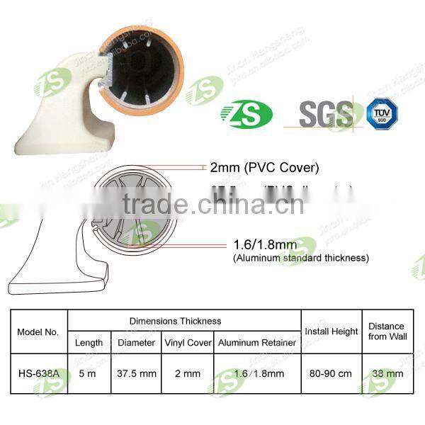 38 Millimeter Stylish aluminum granite handrail baluster With Vinyl Resin Cover For Hospital Corridor