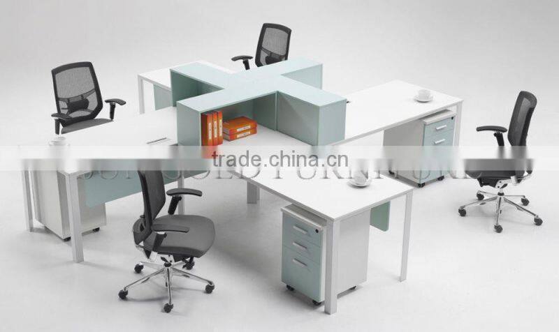 Modern Elegant Round Workstation Wooden 4 Seaters Office Cubicle (SZ-WS332)