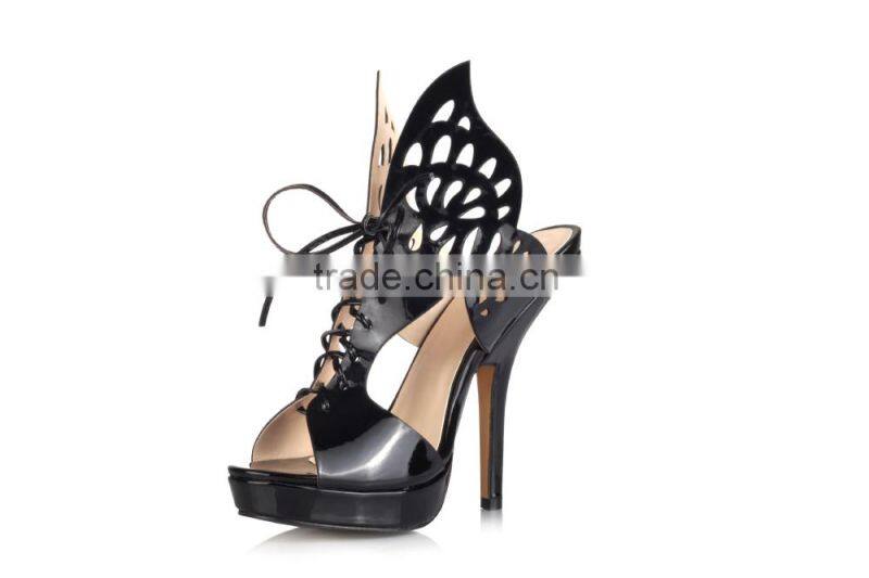 2015 Latest design lady shoes Party sexy women high heel shoes Black women sandals