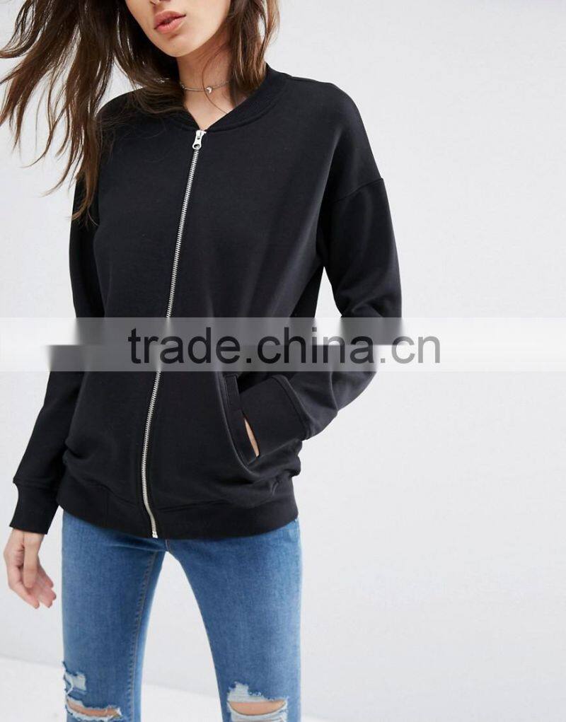 Hot selling cheap black zip up 280cbc hoodies women