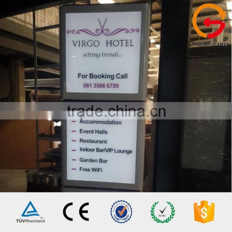 Hotel outdoor decoration standing two-side ground lighting pylon signs