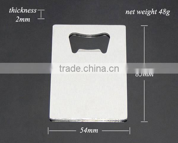 Rectangle Credit Card Shaped Stainless Steel Promotion Metal Business Card Shaped Print Bull Custom Bottle Opener