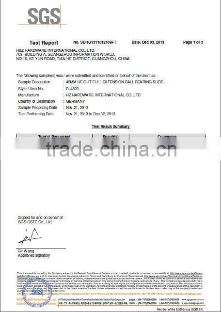 40mm Full extension side mounted ball bearing slides