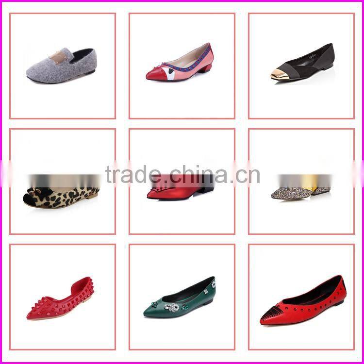 Fancy pointy toe cute flat shoes Cheap PU ballet flats New arrival comfortable navy flats