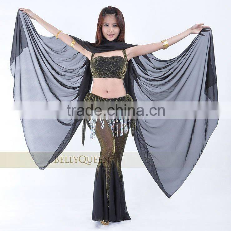 red chiffon belly dance veil