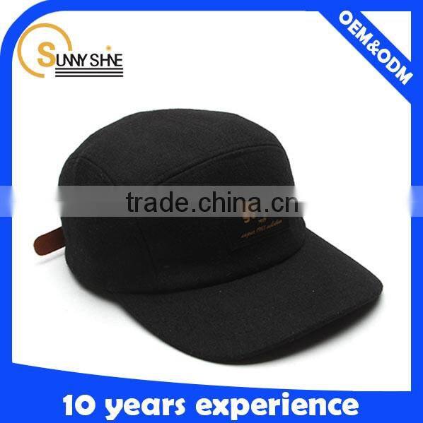high quality wool plain 5 panel cap and hat man
