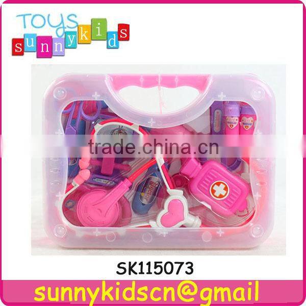 plastic doctor set toy with pink handle box