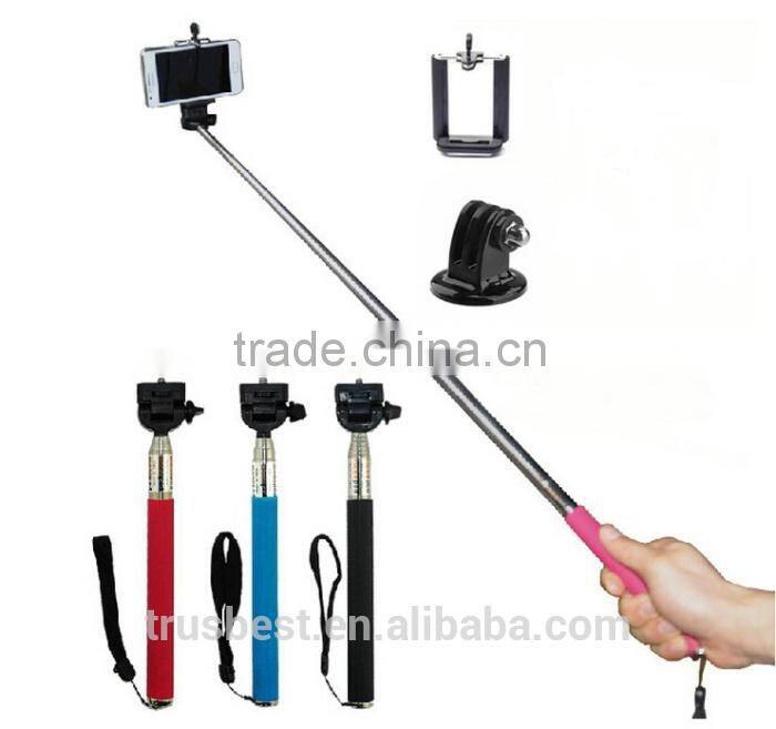 Wireless Self Selfie Stick Handheld Monopod+Clip Holder+Bluetooth Camera Shutter Remote Controller for iPhone Samsung gopro