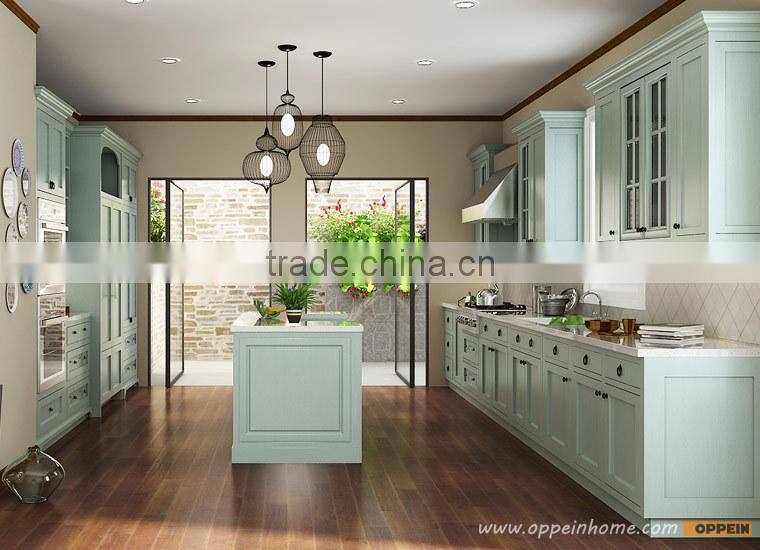 Indonesia Project Modern Style Light Green PVC Kitchen Cabinet