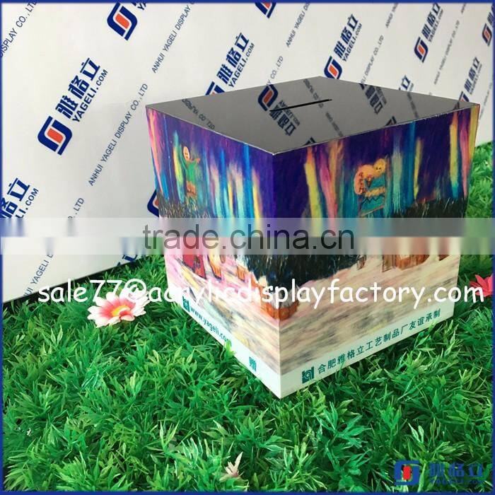 Acrylic Clear Locking Fundraising Charity Donation Box Ticket Box Ballot Box With Sign Holder