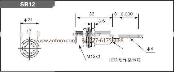 SR12-10DP2 magnetic sensor PNP NC metal hall proximity switch