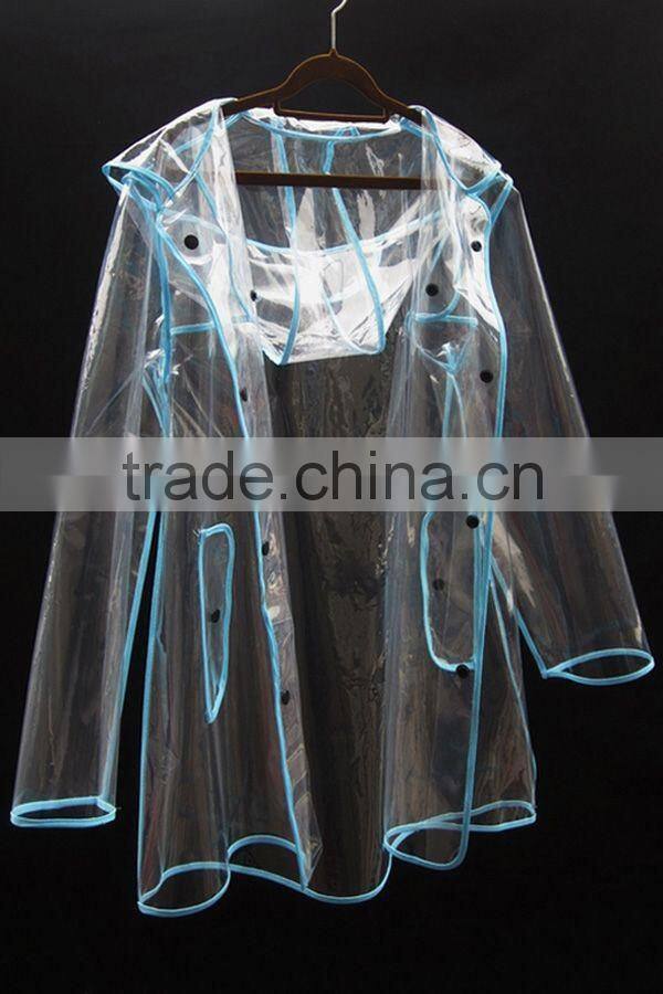 Top Fasion Rainwear Hiking Raincoat Fashion Unisex Transparent PVC Vinyl Waterproof Runway Style Rain Coat-in Raincoats