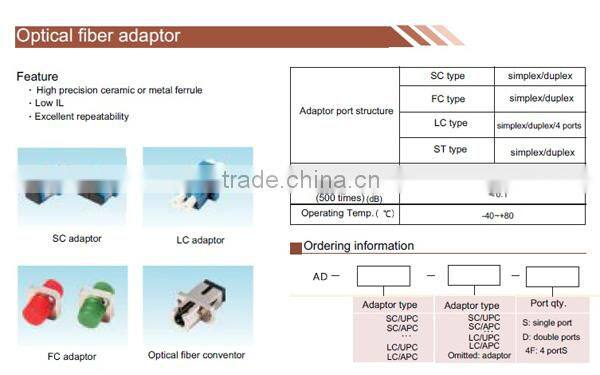 golden manufacture passive device optical fiber adapter