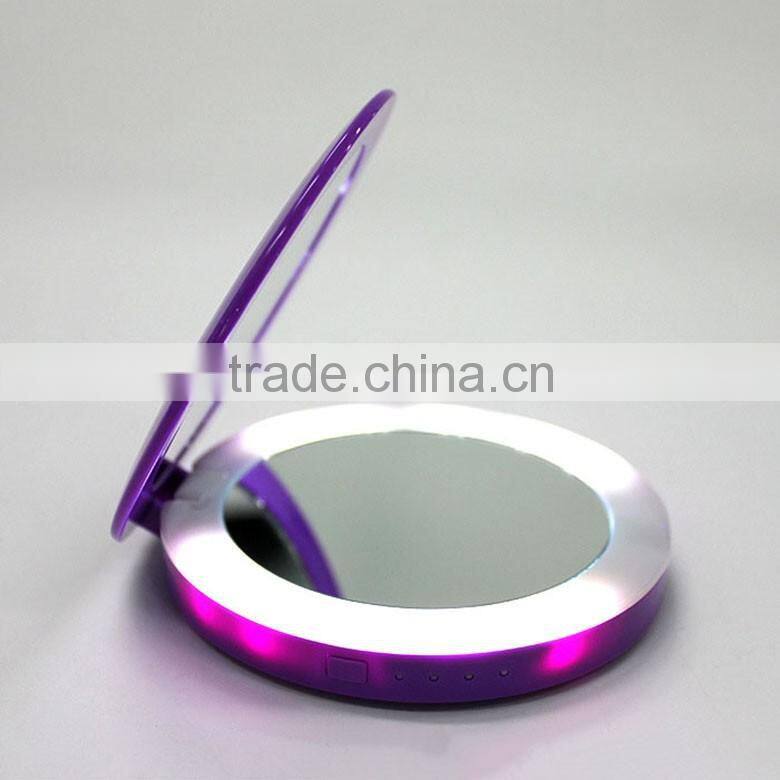 Hot sales fashion gift rohs power bank mirror 2600mah