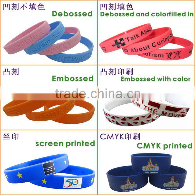 Fashionable charm bracelet/blue uv silicone bracelets with business logo