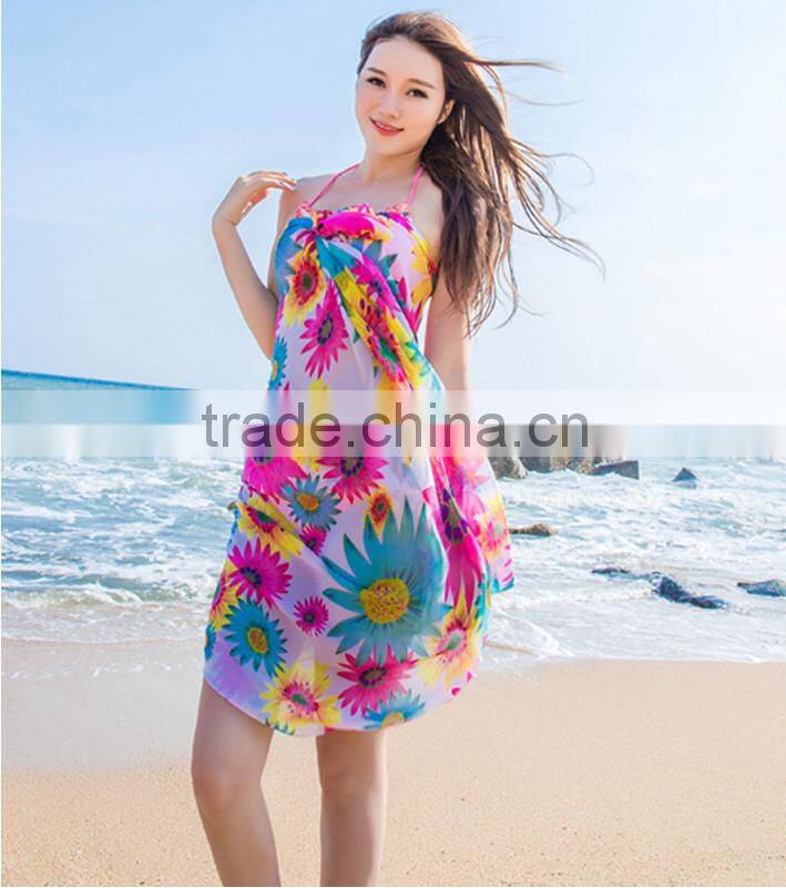 Fashion scarf 2015 hot selling sunflower bikini wrap beach dress