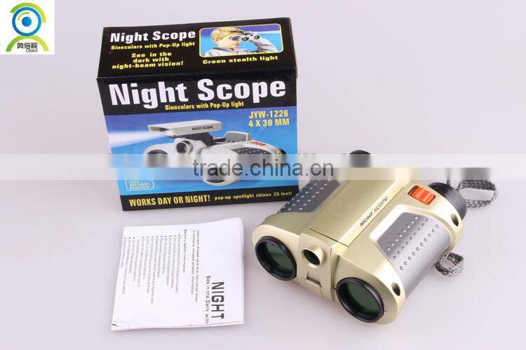 Fashion 4x30 sky-watch telescope, kids binoculars with pop-up light