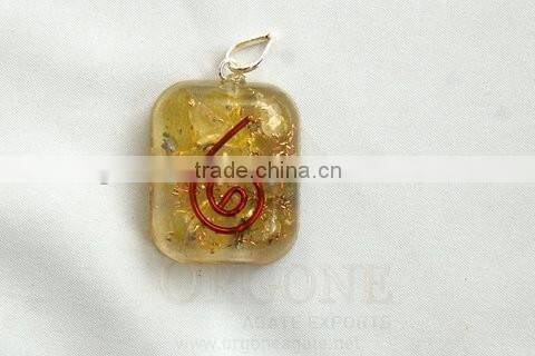 Wholesale Orange Orgone Rounded Square Pendant