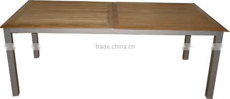 aluminum frame powder coated outdoor furniture sling table with teak