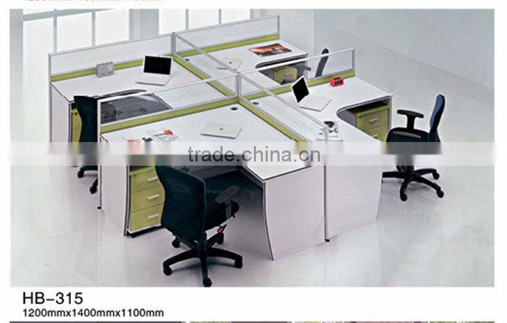 Fashion design white color 4-person office workstation