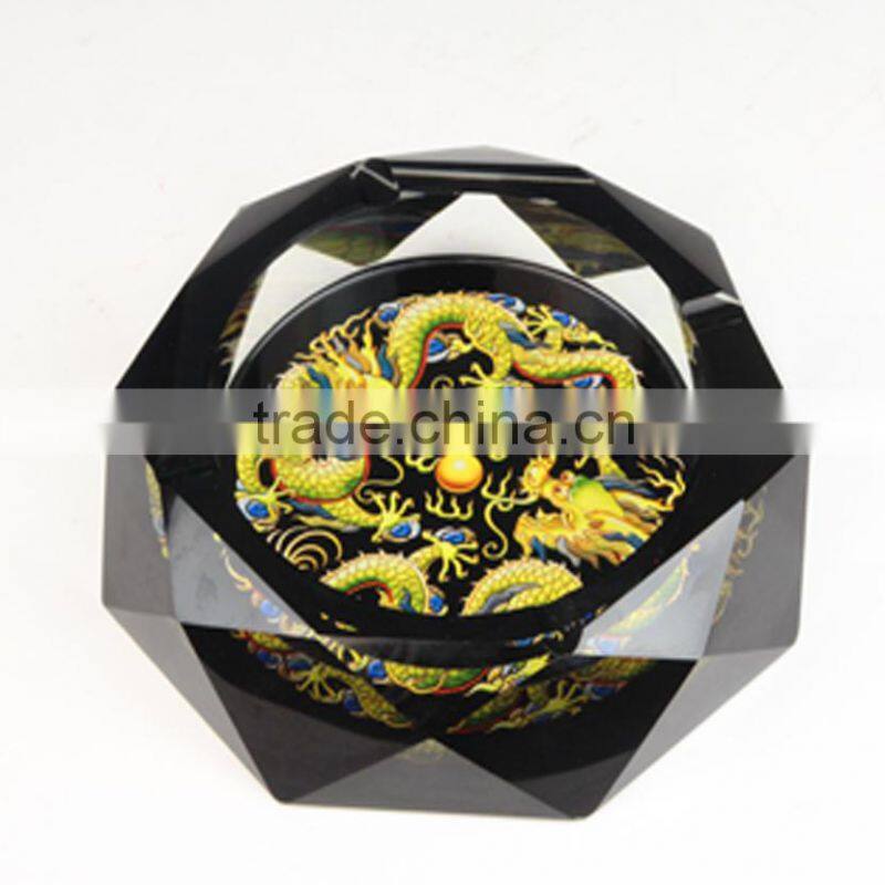 Modern Octagonal Blue antique rectangle Glass Ashtray For Home