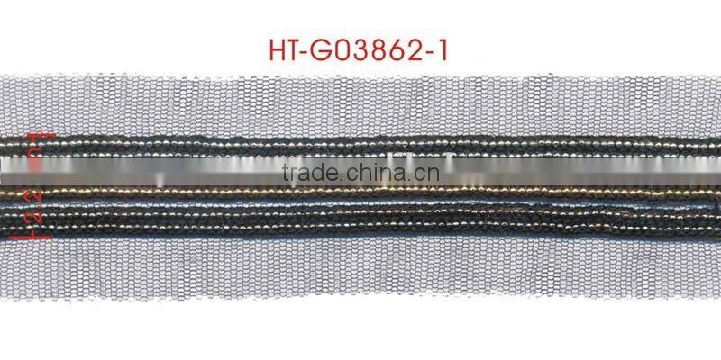 1MM Gold Rhodium Metal Ball Chain Black Mesh Trimming