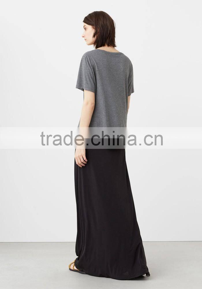 Latest fashion long skirts for women simply design black flowy long skirt