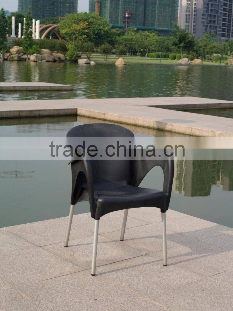 outdoor leisure stackble plastic dining coffee shop chair aluminum chair leg YC081