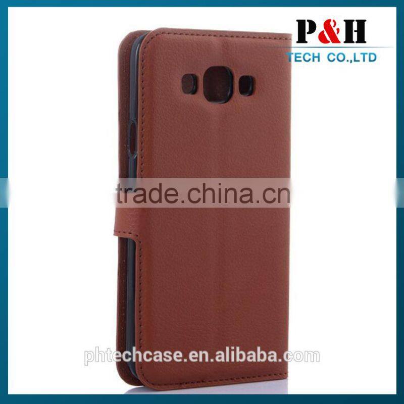 Case For Samsung Galaxy E7 Leather Stand Pouch With 2 Card Slots/Magnetic Snap