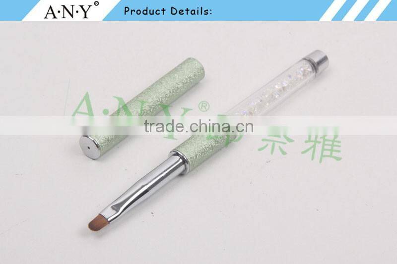 ANY 2016 New Design Acrylic Handle With Diamond Inside Oval Imported Nylon Hair Nail Art Gel Brush Pure Color Hot Sale