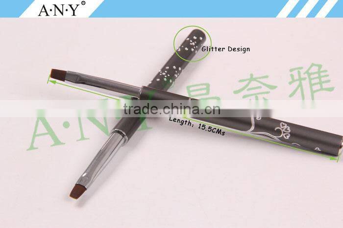 ANY Nail Art UV Gel Nails Building Metal Handle Nylon Hair Flat UV Gel Nail Brush