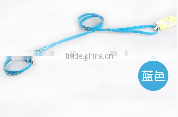 Fashion Diamond Studded Leather Dog Collar With Nice Colour;diamond-studded Leather Dog Collar and leash;dog collars and leashes