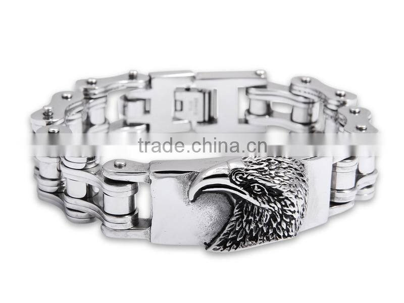 YM063 hot sale 316l Stainless Steel Biker Chain Bracelet Wholesale tiger desige motorcycle chain bracelet