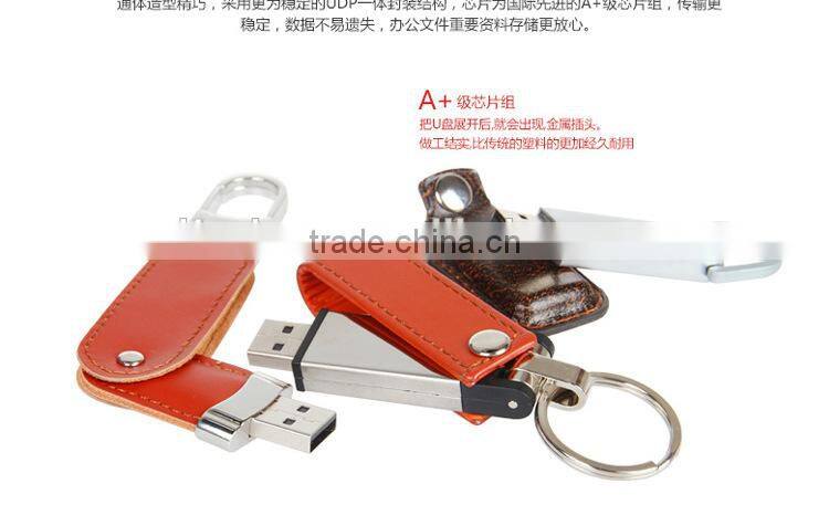 Leather Keychain USB Flash Drive wholesale USB disc cheap keychain usb flash Memory leather