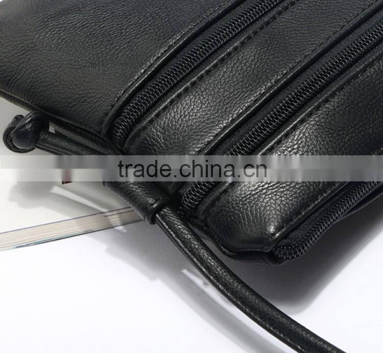 designer korean bag in PU ,double zipper pocket in front