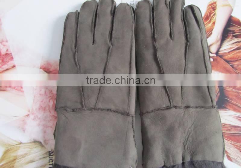 russia style sheep leather gloves with fox fur lining