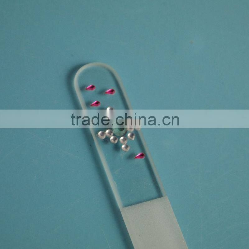BLC-020 140mm With diamond on handle point tip glass nail files with rhinestones