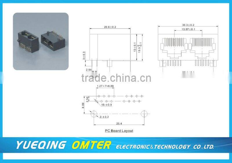 PCB Modular Jack with Dust Proof Shutter Surlink