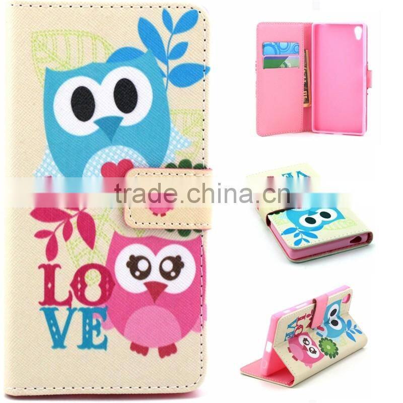 Book Style Color Printing Customed PU Leather Wallet Case For Sony Z5