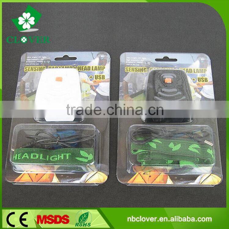 New rechargeable 80 lumens ABS material 3 LED sensing mini clip led cap light