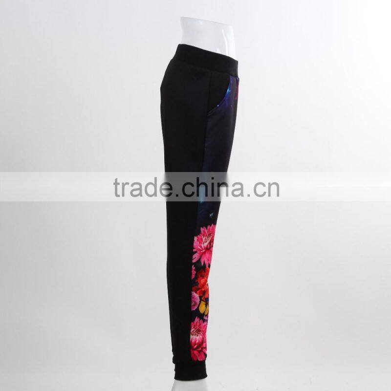 F5W30177 Women Fashion Jogger Pants Wholesale Cheap 100% Cotton Pants Printing