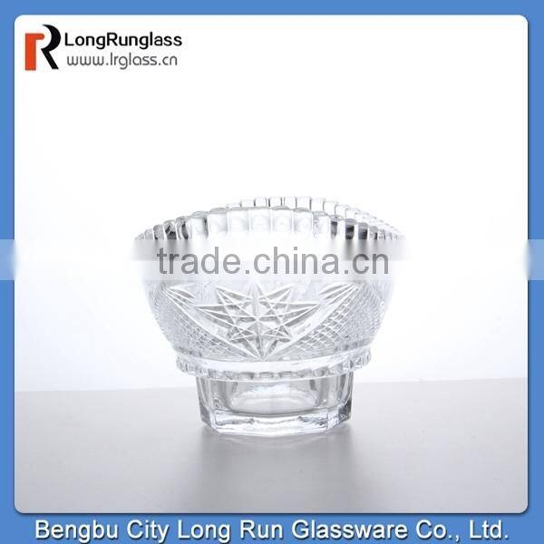 LongRun eco-friendly 800ml transparent patterned glass fruit plate