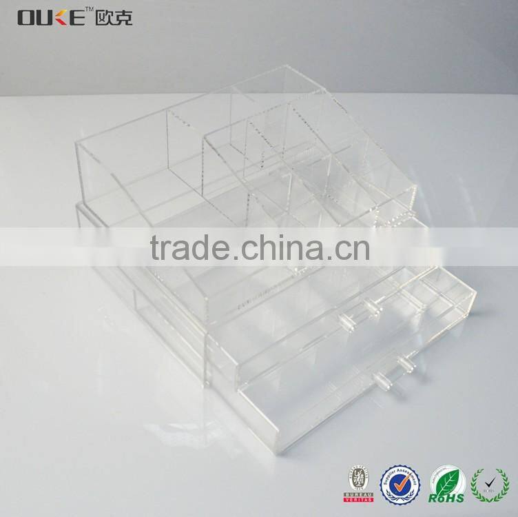 Hot selling wholesale clear acrylic makeup organizer with drawer