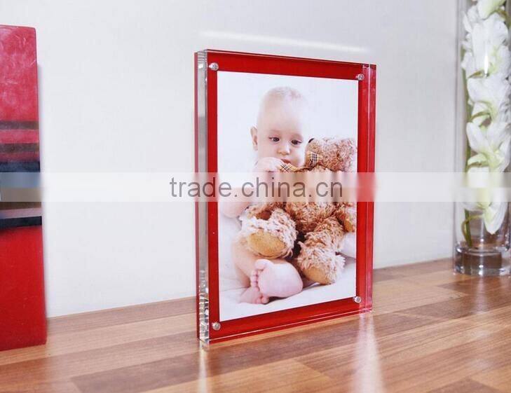 black and clear acrylic magnet photo frame, plexi-glass picture frame