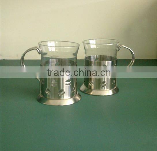 6pcs stainless steel and glass coffee cup set